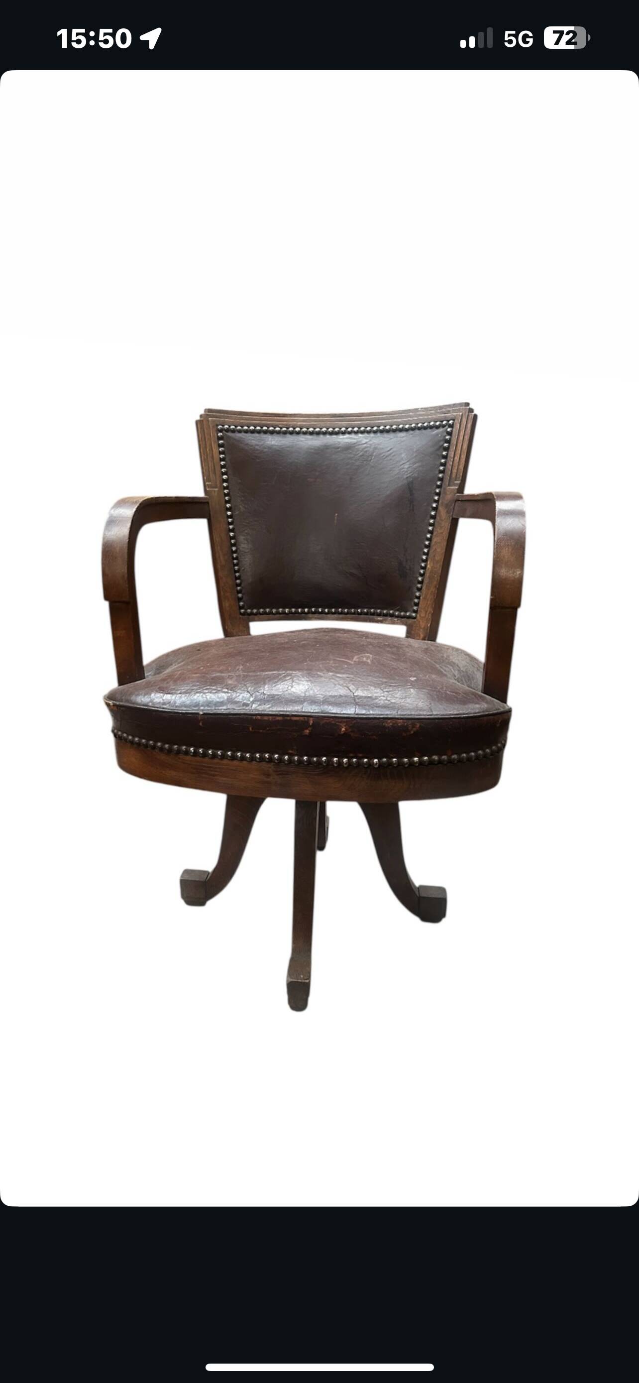 American leather office chair, 1920s