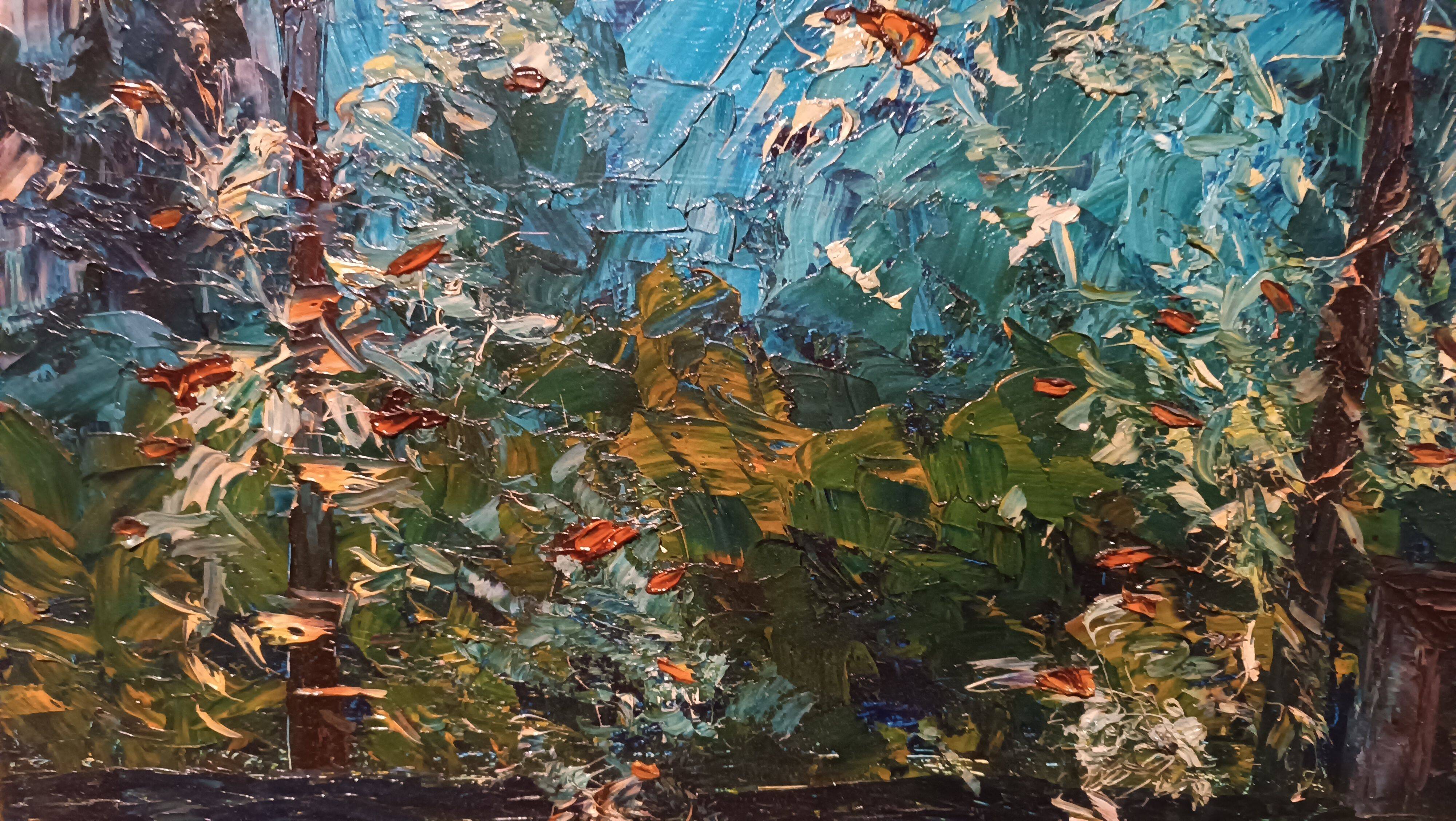 Huile sur toile titre "la pergola" signée années 1950/60 xxème siècle