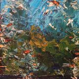 Huile sur toile titre "la pergola" signée années 1950/60 xxème siècle