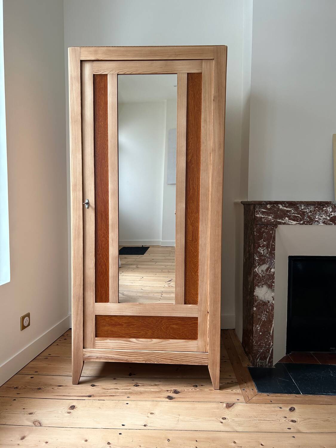 Vintage raw wood cabinet