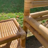 Vintage bed 160x200 and 2 bamboo bedsides