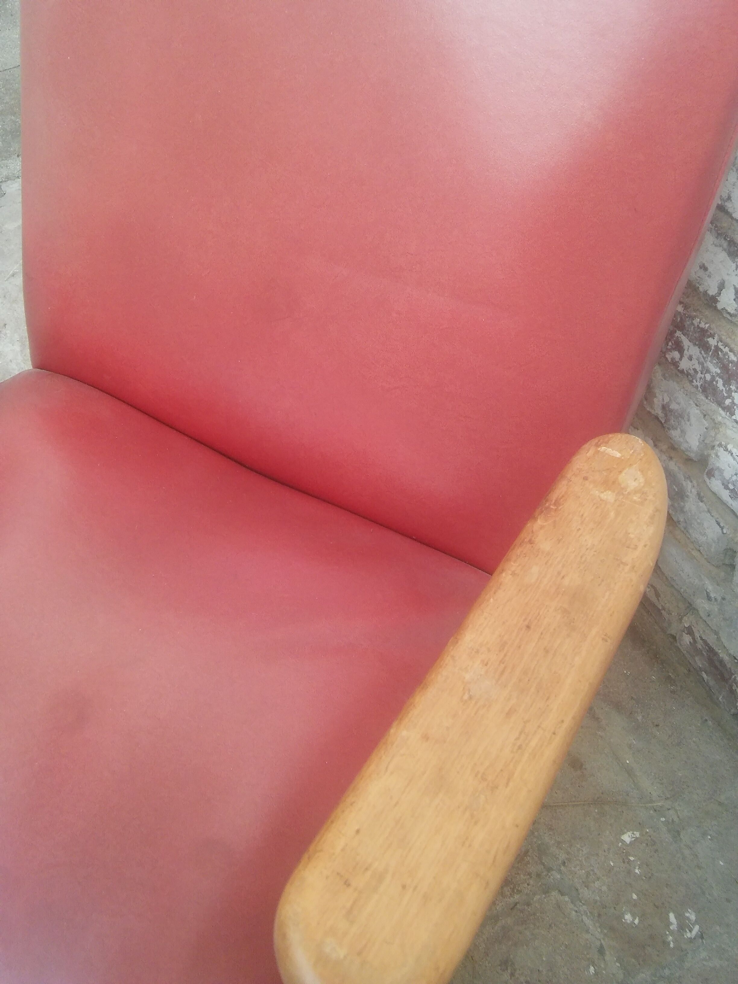 Red armchair with compass feet 50s