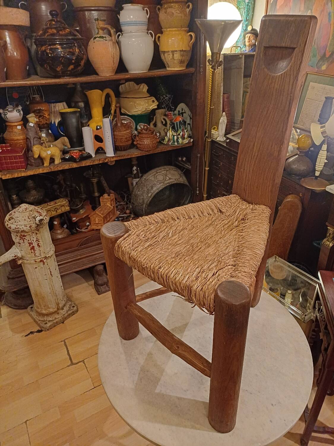 Brutalist Tripod Chair "Wabi-Sabi" Folk Art, 1900-1950
