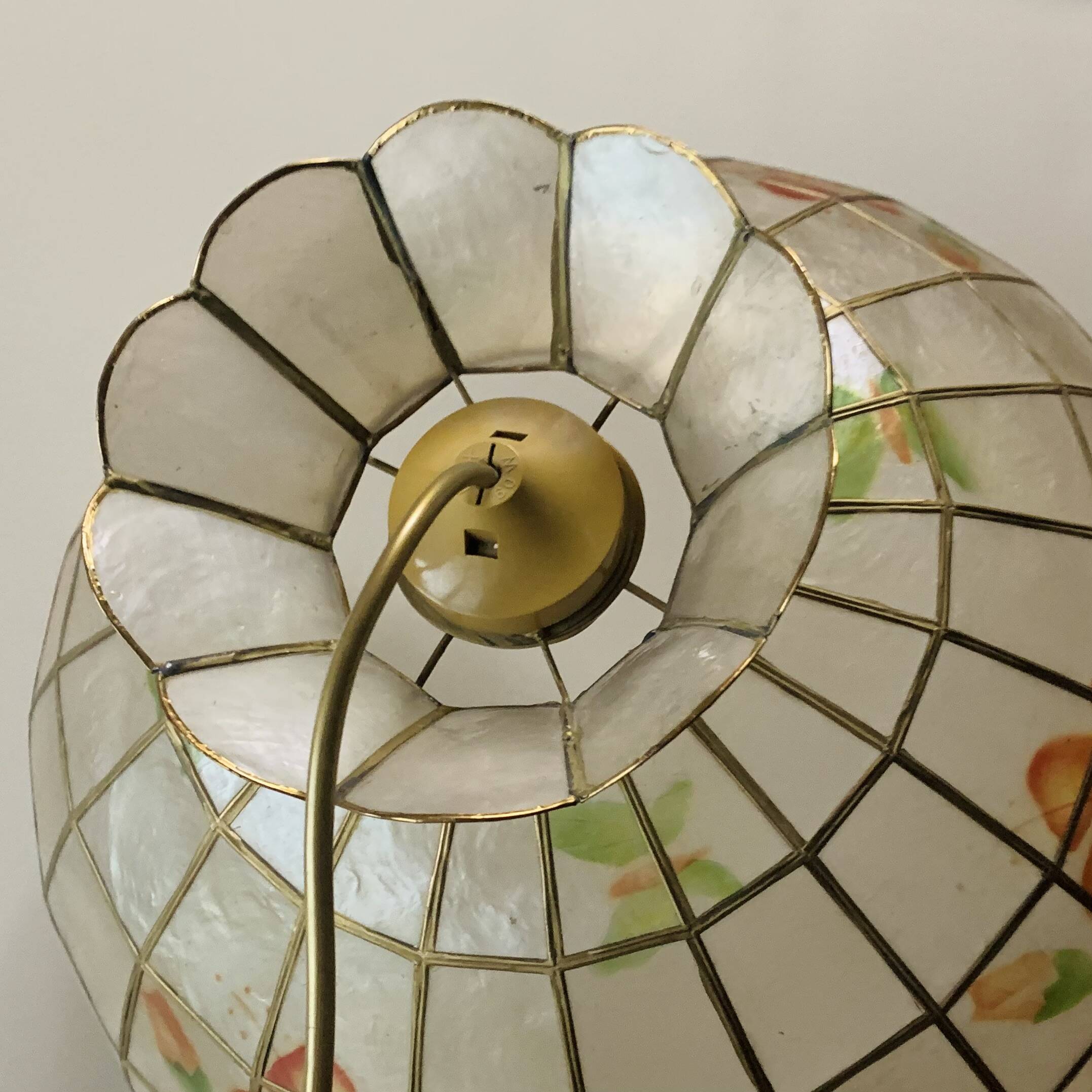 Vintage mother-of-pearl and brass pendant/chandelier