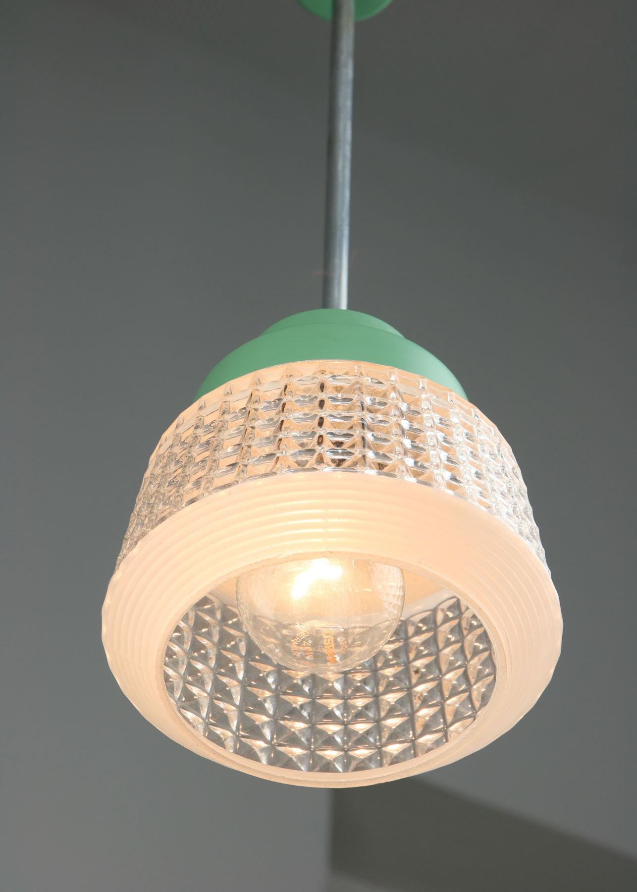 Small Mid-century Turquoise Glass Ceiling Lamp, 60s