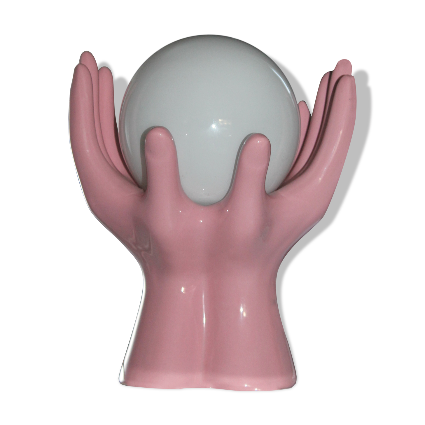 Vintage ceramic hand lamp and opaline globe