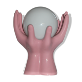 Lampe mains vintage céramique et globe opaline