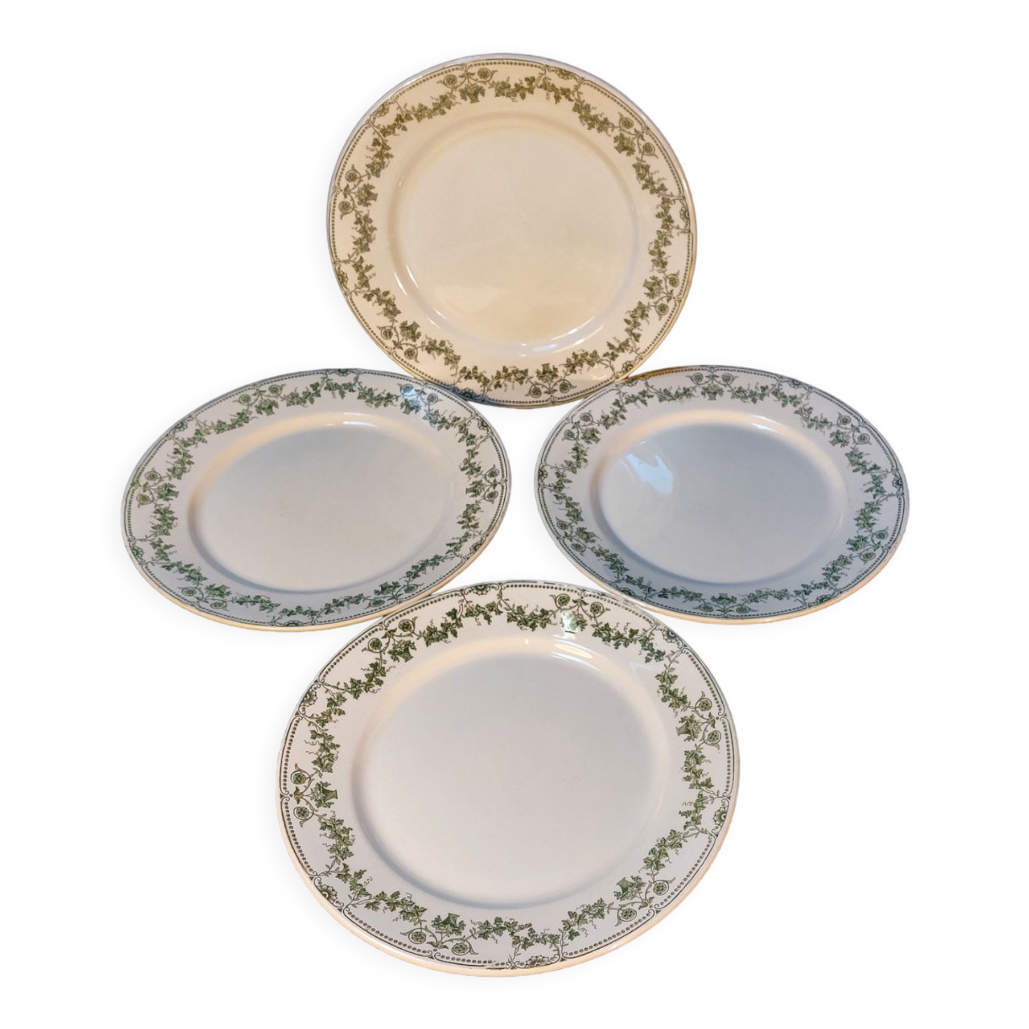 Set of 4 antique flat plates in half-porcelain from Badonviller