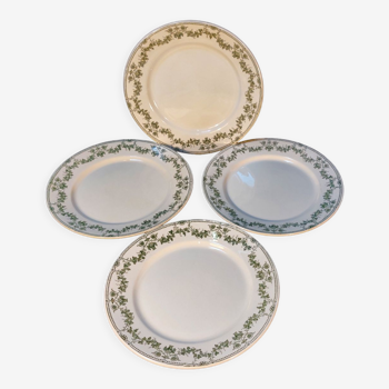Set of 4 antique flat plates in half-porcelain from Badonviller