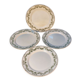 Set of 4 antique flat plates in half-porcelain from Badonviller