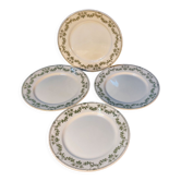 Set of 4 antique flat plates in half-porcelain from Badonviller