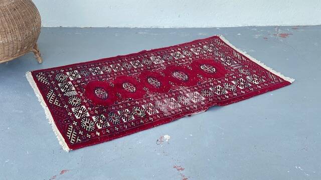 Artisanal velvet rug ancient