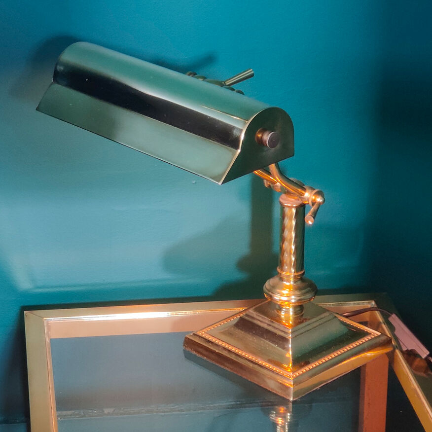 Ancienne lampe de notaire articulée en laiton | Selency