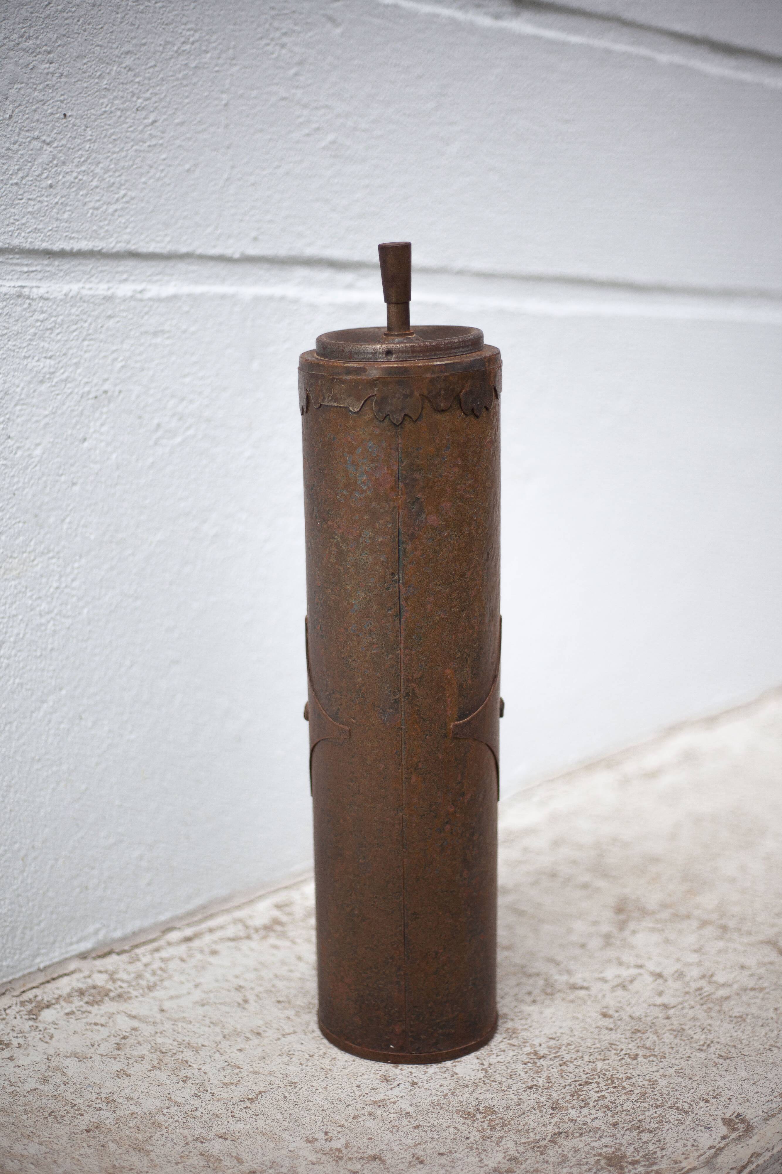 Vintage standing ashtray, push ashtray, brutalist ashtray, metal ashtray, end of sofa