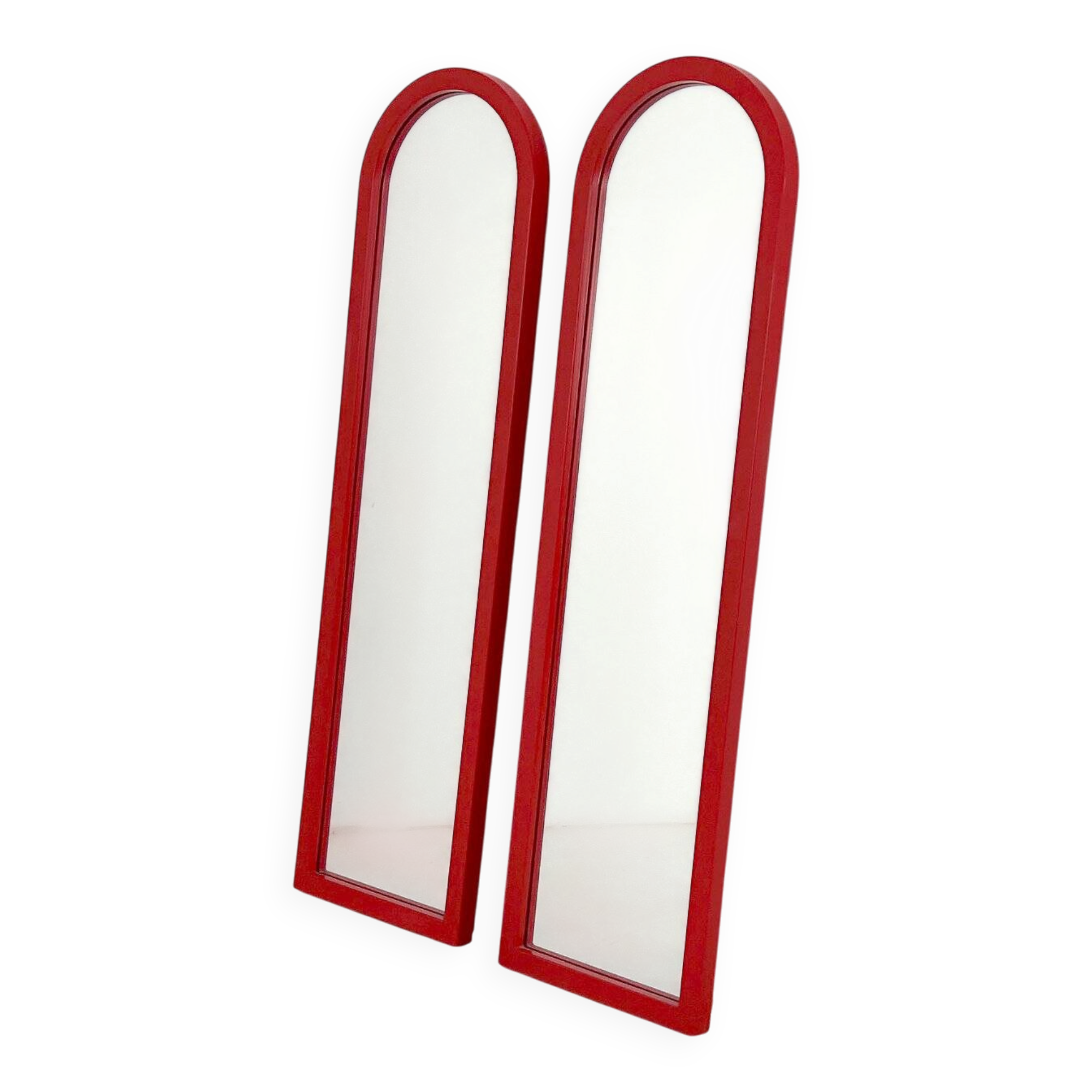 Pair of red mirrors by Anna Castelli Ferrieri for Kartell 1980