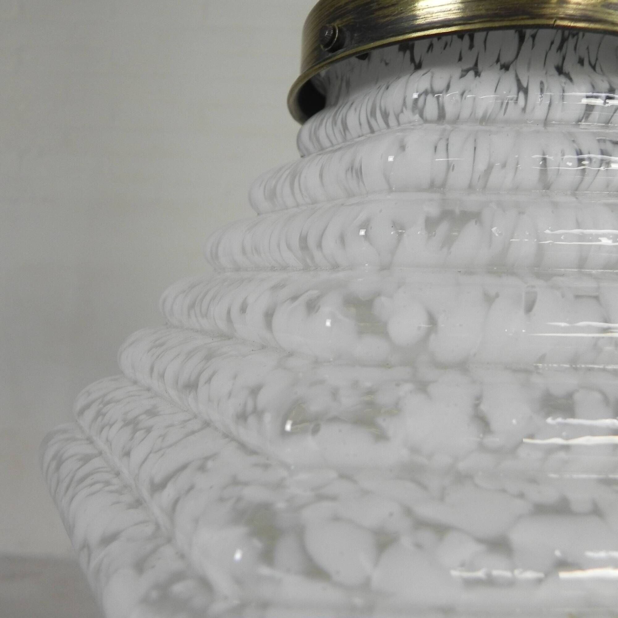 Art Deco pendant lamp with a hexagonal stepped glass shade, 1930s