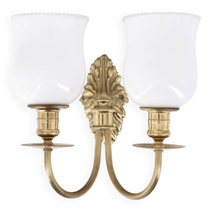 Applique double en laiton - verre