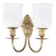 Double wall light in brass and opaque glass, 1950s