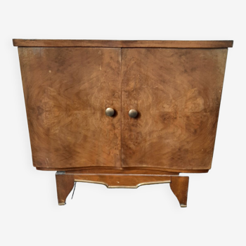 2 Walnut and brass bedside tables