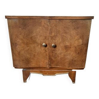 2 Walnut and brass bedside tables