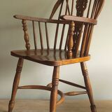 Mid century solid oak lyre-back Windsor chair, 1960s-70s