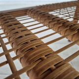 1970s, Scandinavian coffee table, original condition, teak wood, rattan.