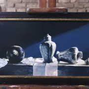 Still life with three pewter tea caddies – Marjolein van den Berg, c. 2011