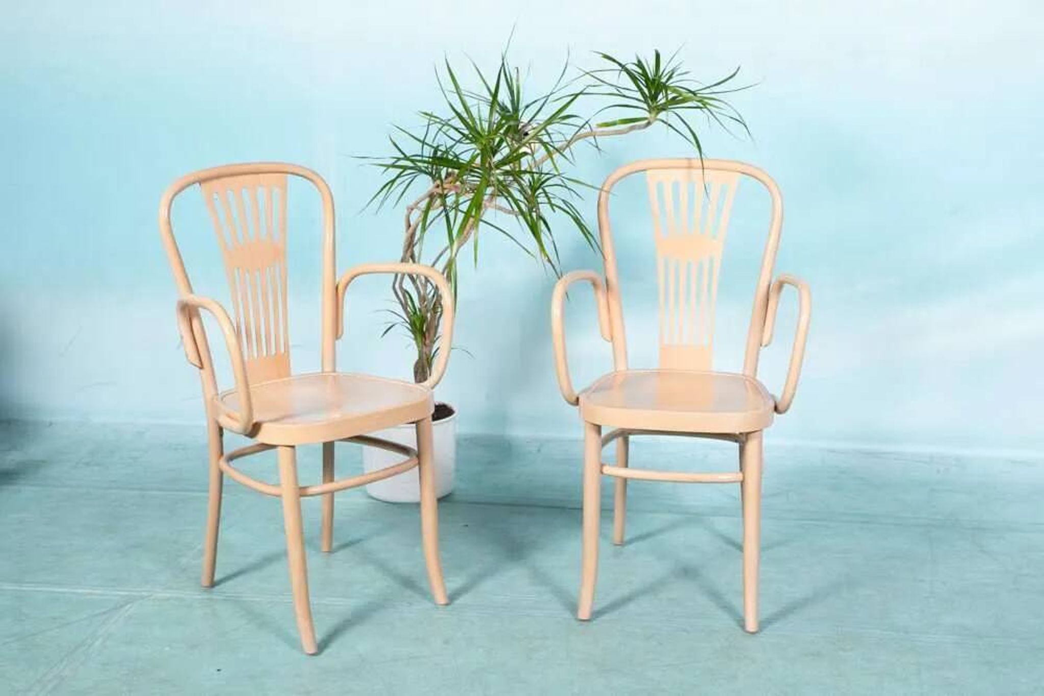 Ensemble de deux fauteuils en bois style Thonet, vintage rétro