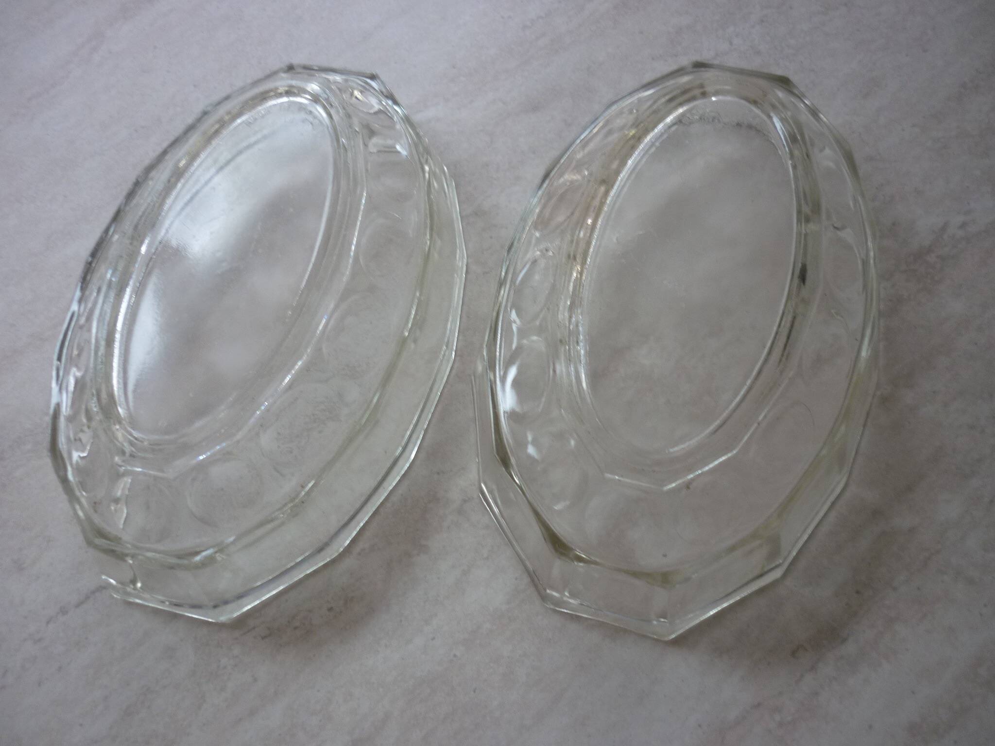 Pair of large old art deco glass ramekins