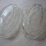 Paire de grands ramequins en verre art déco anciens