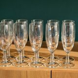10 flûtes à champagne vintage en verre à facettes