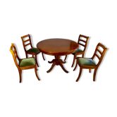 Round or oval table with four chairs in solid cherry, with extensions