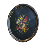 Old large tray with floral decoration