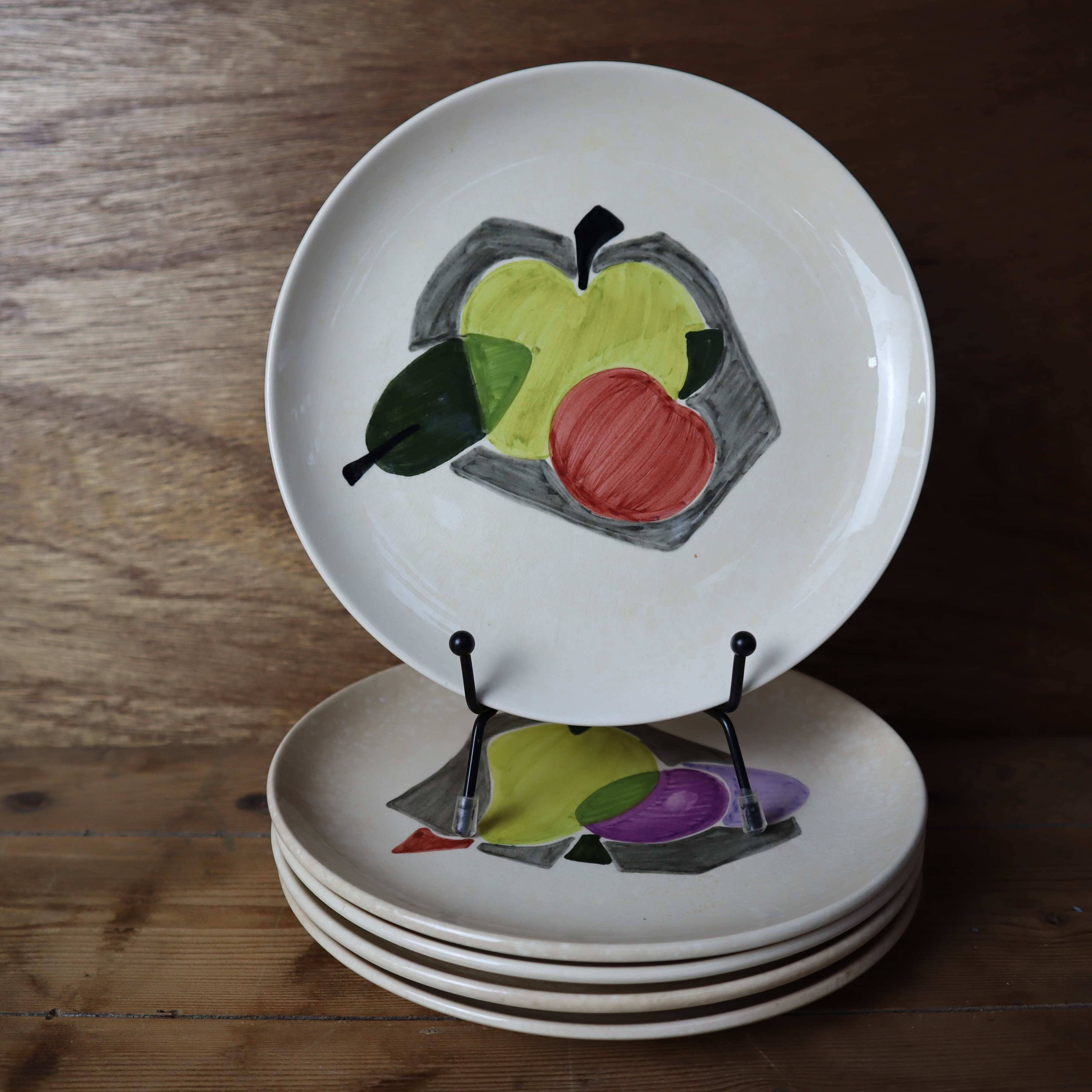 5 assiettes à dessert Villeroy et Boch peintes à la main