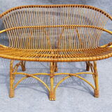Vintage rattan sofa bench