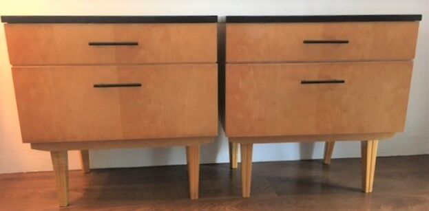 Pair of vintage compass foot bedside tables, 1960