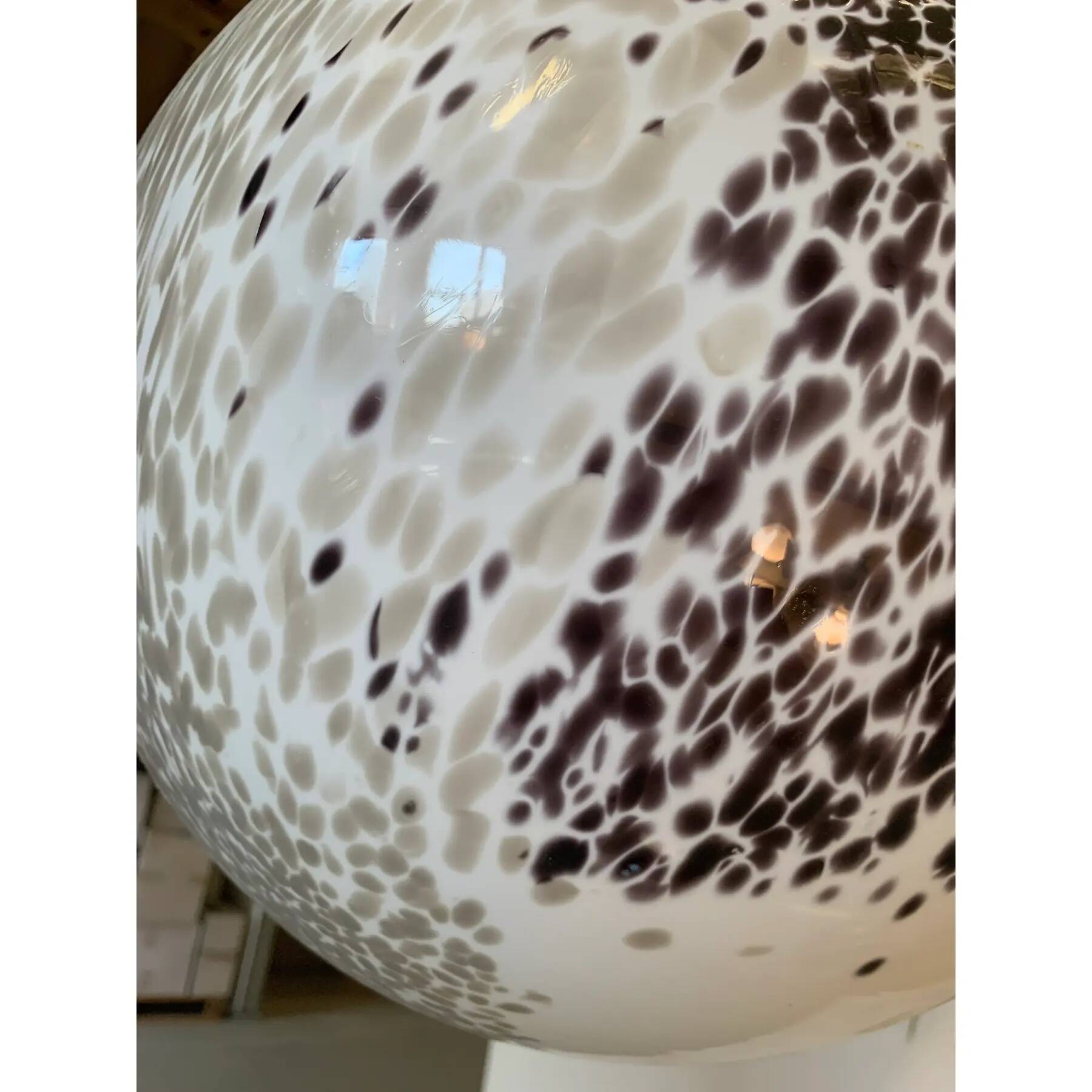 Brown and Beige Murrine Milky-White Sphere in Contemporary Murano-Style Glass