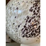 Brown and Beige Murrine Milky-White Sphere in Contemporary Murano-Style Glass