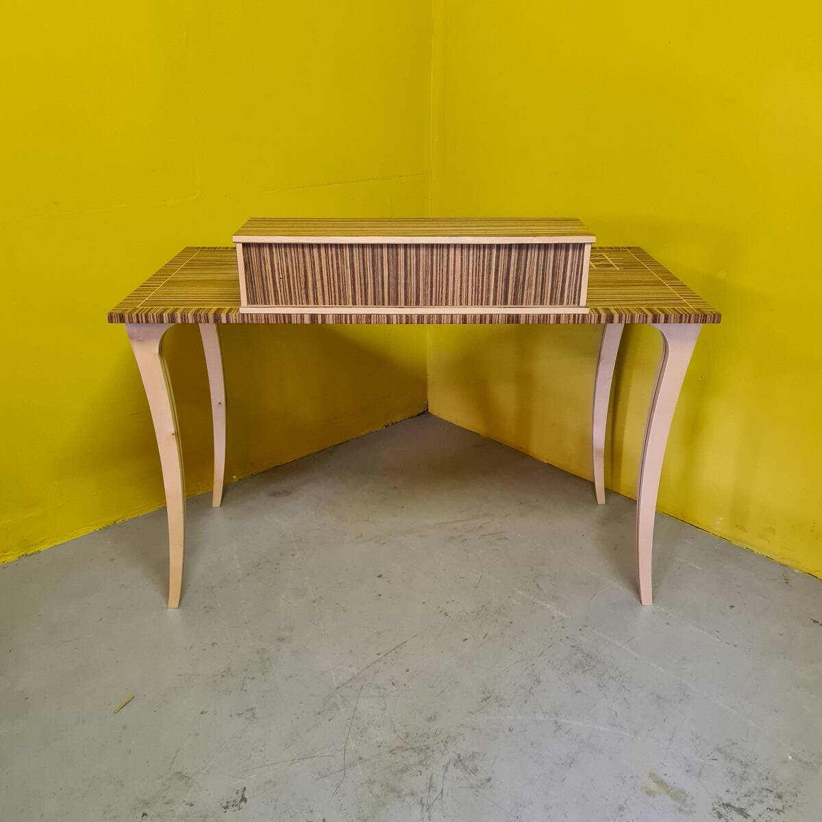 Design Desk Veneered With Zebra Wood, Circa 1980s/90s