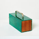 Thermos pitcher in green parchment and brass by Aldo Tura 1960