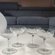 Lot of 4 Art Deco champagne coupes / Verreries de Doyen. Half crystal.