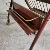 Table, bar trolley on wheels. removable tray. design 50 vintage italy