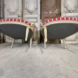 Pair of Louis XVI style bergère armchairs