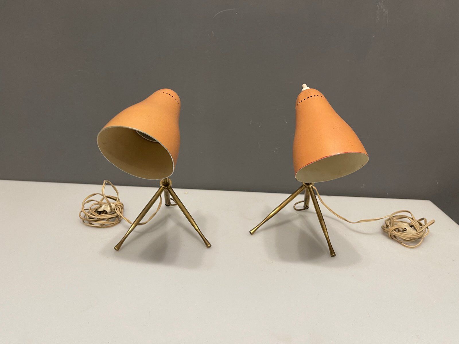 Pink Bronze Table Lamps by Giuseppe Ostuni for Oluce, 1950s, Set of 2