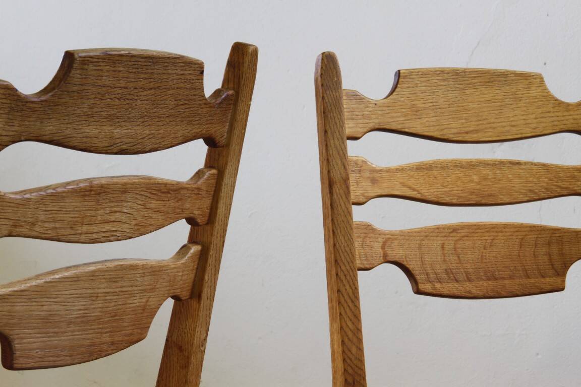 Vintage 1960s Danish farmhouse oak dining chairs in the style of Henning Kjærnulf