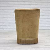 1970s, Danish highback back armchair, light green furniture velour.