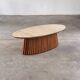 Oval travertine coffee table with ashwood slatted base – italy by forme