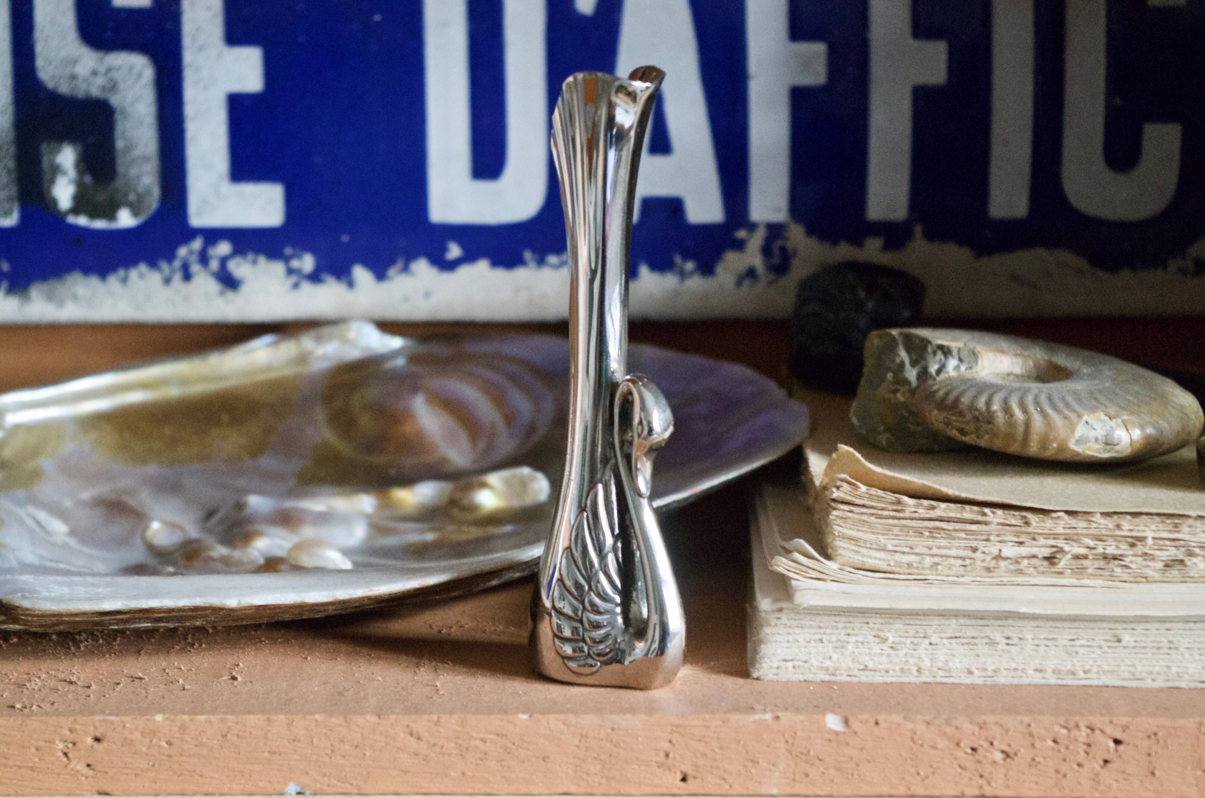 Small vintage Art Deco vase in silver metal