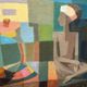 Original Oil on Swedish Panel – "The Snake Charmer" by Ragnar Ring (1908–1999) – Signed – Vintage and Framed – 38 × 60 cm (15" × 23.6")