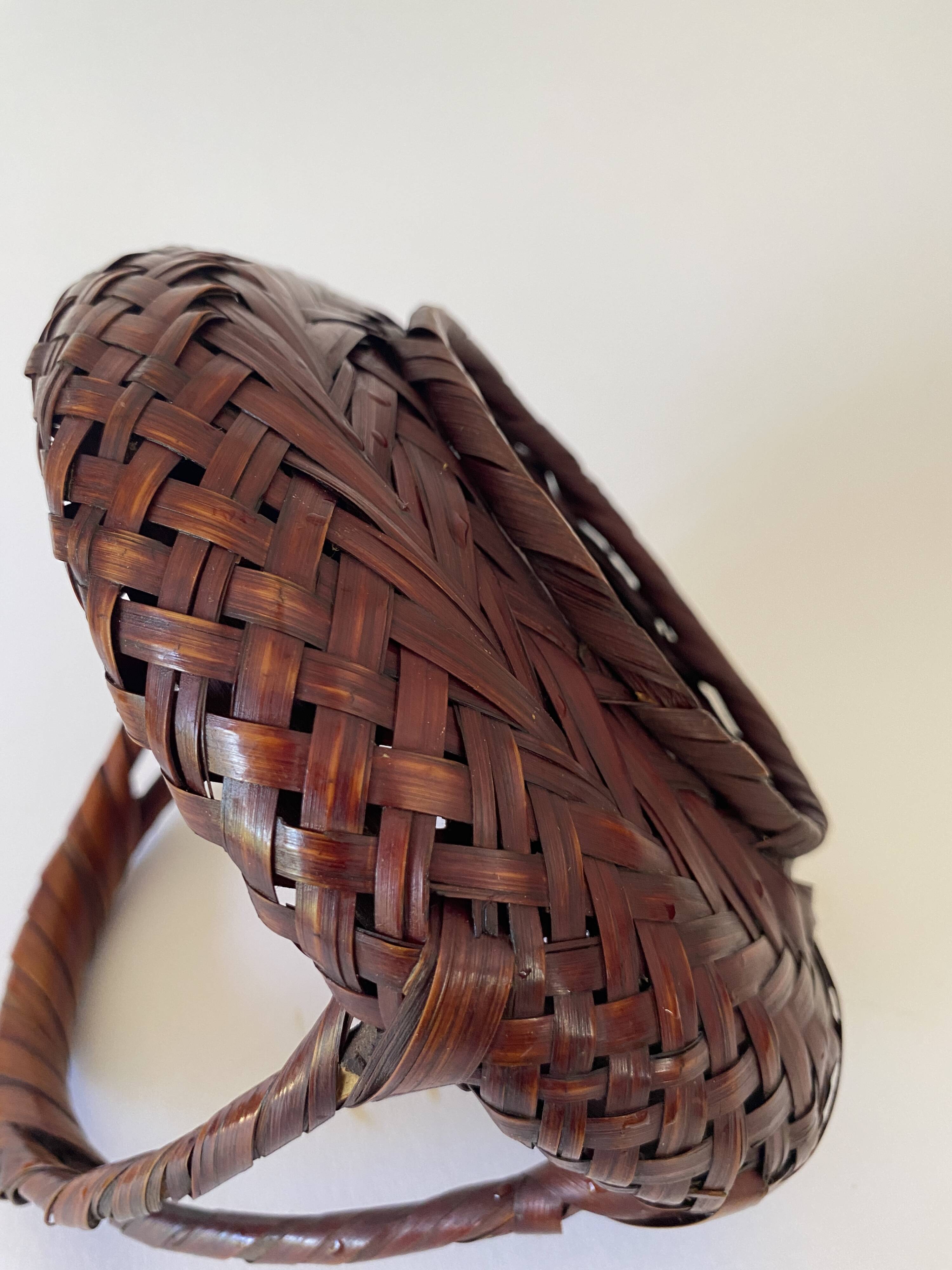 Japanese Ikebana basket, woven bamboo, 1960